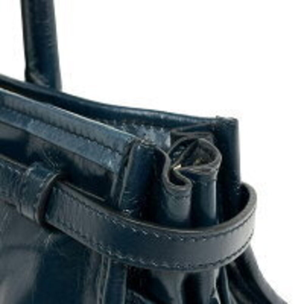 Prada Bonnie Handbag Logo Plate Shoulder Bag Blue Leather - Picture 4 of 8